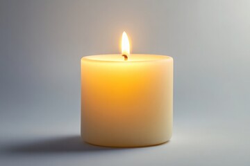Glowing White Candle with Warm Flame