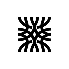 Interwoven Black Geometric Design on White: Minimalist Pattern