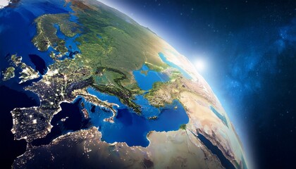 Fototapeta premium europe and planet earth seen from outer space