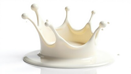 Isolated crown splash of milk, white background , drip, food