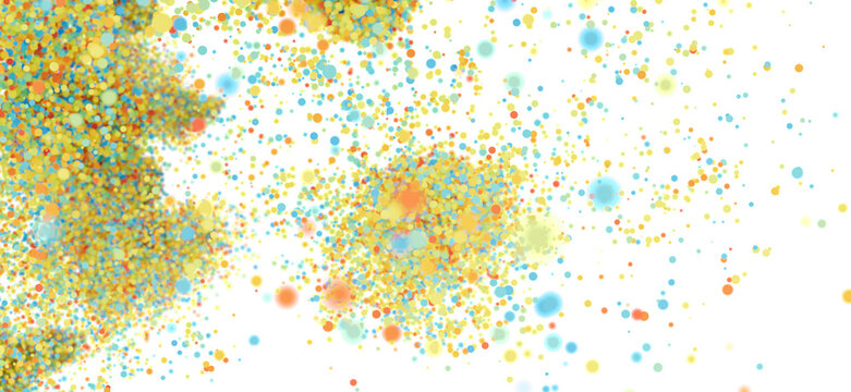 Abstract background with colorful dots exploding on white. Perfect for presentations or websites.
