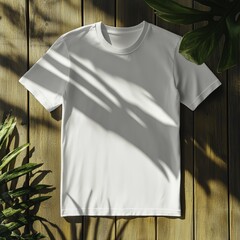 A high-quality, plain white t-shirt mockup with a round neck