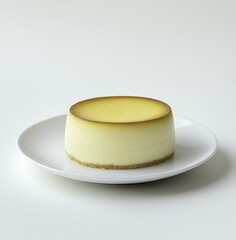 Minimalist New York-style cheesecake on a white plate