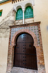 Beautiful architecture, details and emotional perspectives, streets of old Granada city district, Andalusia, Spain