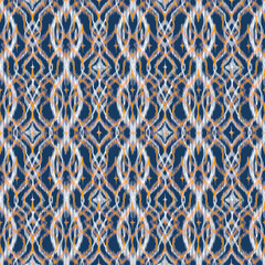 Seamless Ikat pattern, Abstract Ethnic art, blue, green, brown backgrounds, a rich texture and woven design, for fabric and textiles, carpet, cover, wallpaper, wrapping