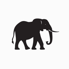 Obraz premium Isolated black elephant silhouette illustration of a large wild mammal