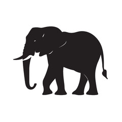 Fototapeta premium Isolated gray elephant illustration, a large wild mammal standing with its trunk