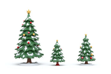 three different types of christmas trees on a white background