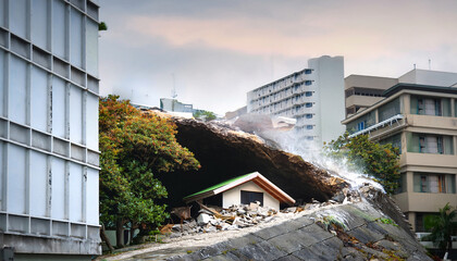 Fototapeta premium 014-057-132-Firefly The Magnitude Earthquake- Tokyo's Tectonic Terror Emphasize the negative space on the left f (14)