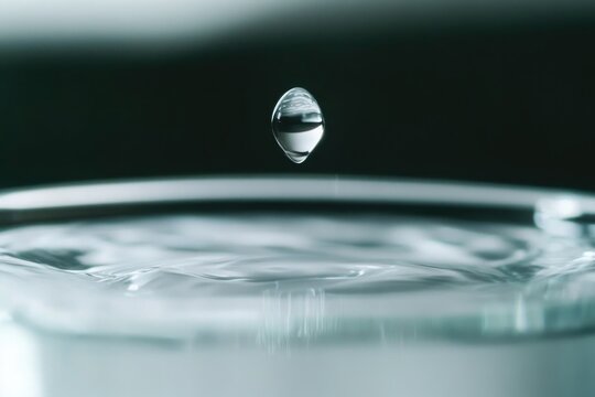 Droplet falling into calm water surface creates mesmerizing ripp