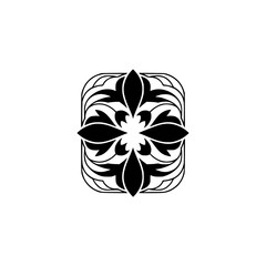 Elegant Black Floral Ornament on White Background, Vector Design