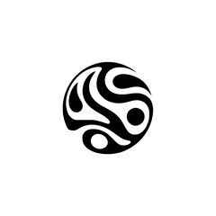 Abstract Black and White Sphere Design on Light Background