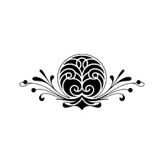 Elegant Black & White Floral Ornament on White Background