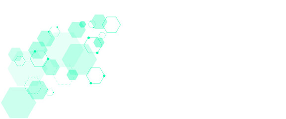 Vector hexagons soft green pattern. Geometric soft green abstract background with simple hexagonal elements. Medical, technology or science design