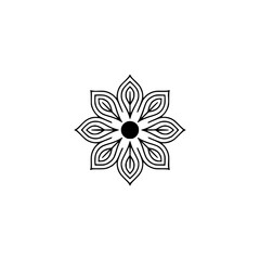 Minimalist Floral Mandala Logo in Black and White