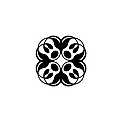 Abstract Floral Mandala: Black & White Design Element