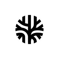 Abstract Black and White Tree Icon in Circle