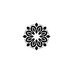 Minimalist Floral Mandala Logo - Black on White, Elegant Design