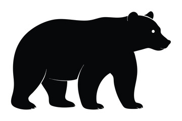 Fototapeta premium Flat Silhouette of a Walking Bear on Transparent Background