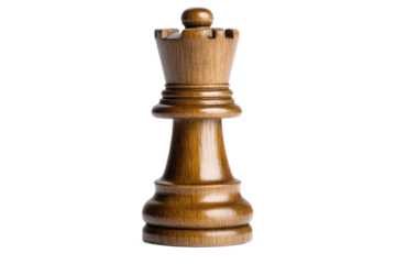 Wooden chess rook piece on black background, cut out