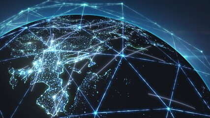 Global technologies connect the planet, creating a network of interactions. Worldwide data is visualized using cutting-edge methods, showcasing vast opportunities, connections and digital solutions. - Powered by Adobe