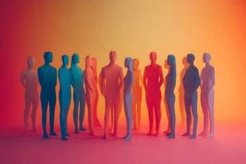 Colorful Polygonal People Group Connecting Teamwork Success