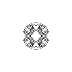 Minimalist Geometric Mandala Design in Black Lines on Off-White