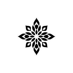 Obraz premium Geometric Floral Design: Minimalist Black and White Ornament