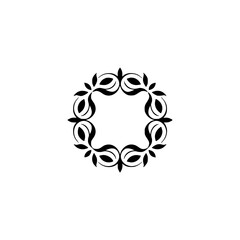 Elegant Floral Frame Design - Black Flourish on White, Vector Illustration