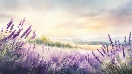 Fototapeta premium Beautiful Lavender Field at Sunset