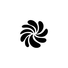 Modern Black Swirl Design on White Background, Minimalist Logo Icon