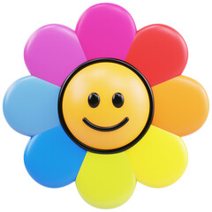 Funny Flower Sticker 3D Icon Illustration 