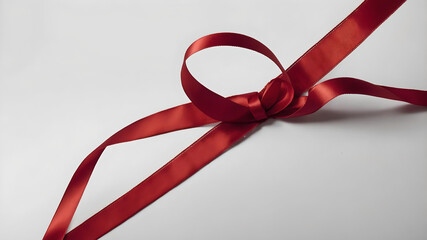 A curly red ribbon for Christmas and birthday present banner isolated against a white background.