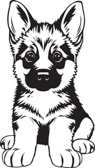 German Shepherd puppy. Hand drawn vector illustration