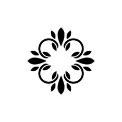 Elegant Black Floral Motif on White Background