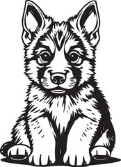 German Shepherd puppy. Hand drawn vector illustration