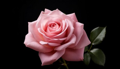Fototapeta premium pink rose on black background