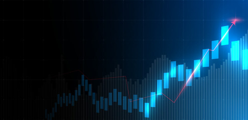 Financial chart with moving up stock market trading background