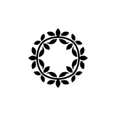 Minimalist Black Laurel Wreath on White Background