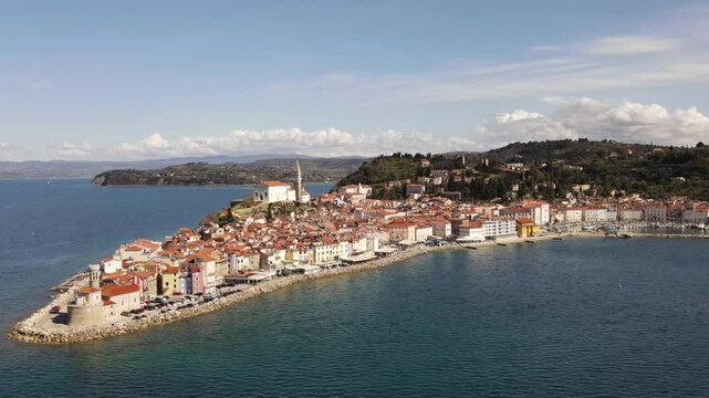 Beautiful aerial view of Piran, Slovenia