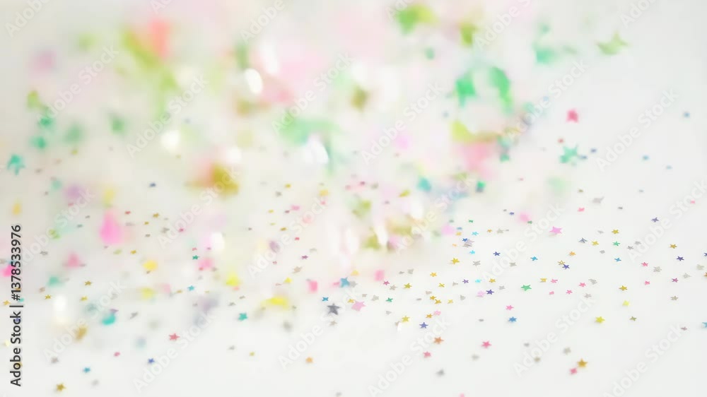 Poster a white background with a lot of stars. the stars are in different colors and sizes. the stars are s
