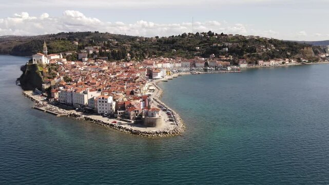 Beautiful aerial view of Piran, Slovenia