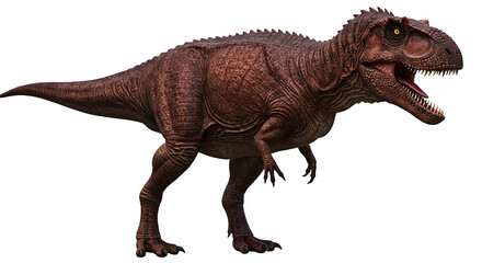 Fototapeta premium Standing dinosaur predator with open mouth on plain background image