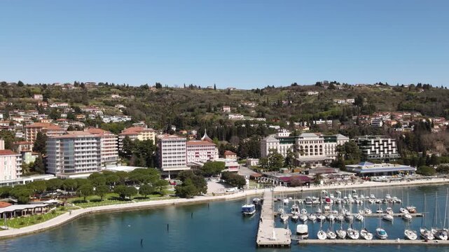 Beautiful aerial view of Portorozh Slovenia