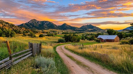 Naklejka premium Serene morning sky with delicate pink, orange, and lavender hues at sunrise