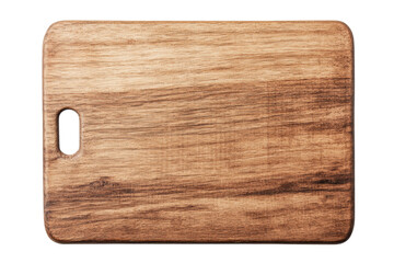 Fototapeta premium Wooden cutting board with handle for kitchen use, cut out