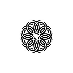 Abstract Geometric Floral Mandala Design in Black and White