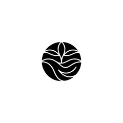 Minimalist Circular Plant Logo Design in Black and White
