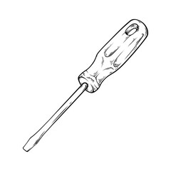 vector line art drawing illustration of a screwdriver