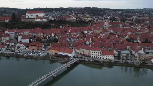 Ptuj is The oldest town of Slovenia: amazing aerial views 